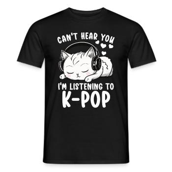 Je ne t’entends pas, j’écoute des produits Kpop - T-shirt homme - noir - Devant - AI Model Male 178 light (178cm)