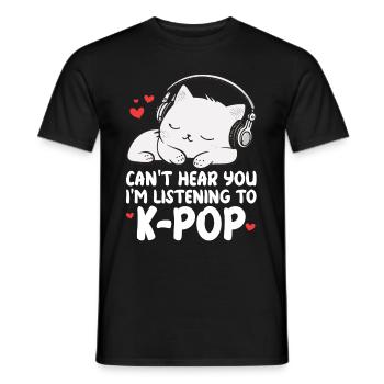 Je ne t’entends pas, j’écoute des produits Kpop - T-shirt homme - noir - Devant - AI Model Male 178 light (178cm)