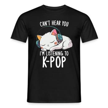 Je ne t’entends pas, j’écoute des produits Kpop - T-shirt homme - noir - Devant - AI Model Male 178 light (178cm)
