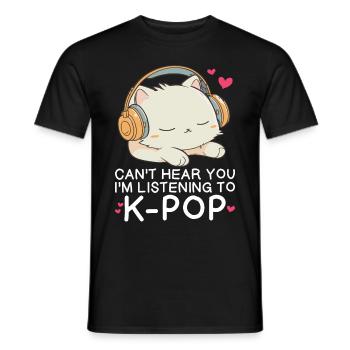 Je ne t’entends pas, j’écoute des produits Kpop - T-shirt homme - noir - Devant - AI Model Male 178 light (178cm)