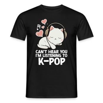Je ne t’entends pas, j’écoute des produits Kpop - T-shirt homme - noir - Devant - AI Model Male 178 light (178cm)