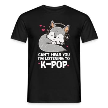 Je ne t’entends pas, j’écoute des produits Kpop - T-shirt homme - noir - Devant - AI Model Male 178 light (178cm)