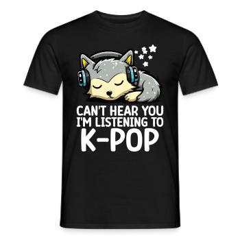 Je ne t’entends pas, j’écoute des produits Kpop - T-shirt homme - noir - Devant - AI Model Male 178 light (178cm)