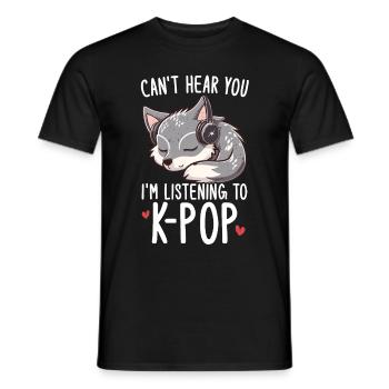 Je ne t’entends pas, j’écoute des produits Kpop - T-shirt homme - noir - Devant - AI Model Male 178 light (178cm)