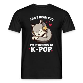 Je ne t’entends pas, j’écoute des produits Kpop - T-shirt homme - noir - Devant - AI Model Male 178 light (178cm)