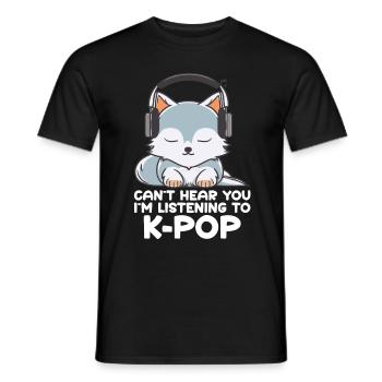 Je ne t’entends pas, j’écoute des produits Kpop - T-shirt homme - noir - Devant - AI Model Male 178 light (178cm)