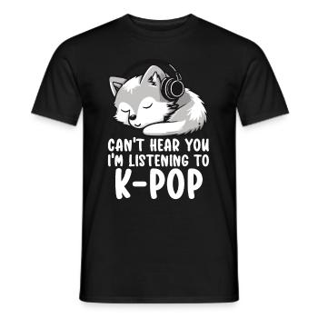 Je ne t’entends pas, j’écoute des produits Kpop - T-shirt homme - noir - Devant - AI Model Male 178 light (178cm)