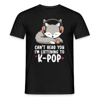 Je ne t’entends pas, j’écoute des produits Kpop - T-shirt homme - noir - Devant - AI Model Male 178 light (178cm)