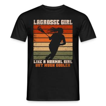 Bâton de crosse Lax Fille Joueur Maman Gardien de but Femmes - T-shirt homme - noir - Devant - AI Model Male 178 light (178cm)