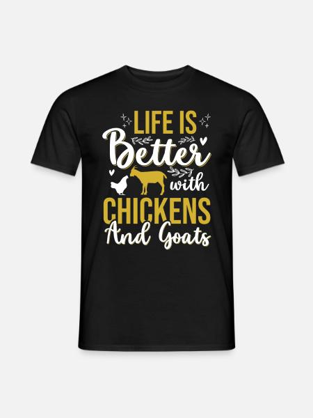 Goats & Chickens Funny Goat Lover - Männer T-Shirt - Schwarz