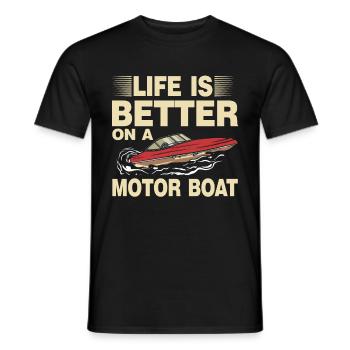 Bateau à moteur - Capitaine Bateau à moteur du lac Boater - T-shirt homme - noir - Devant - AI Model Male 178 light (178cm)