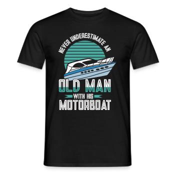 Bateau à moteur - Capitaine Bateau à moteur du lac Boater - T-shirt homme - noir - Devant - AI Model Male 178 light (178cm)