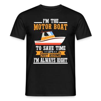 Bateau à moteur - Capitaine Bateau à moteur du lac Boater - T-shirt homme - noir - Devant - AI Model Male 178 light (178cm)