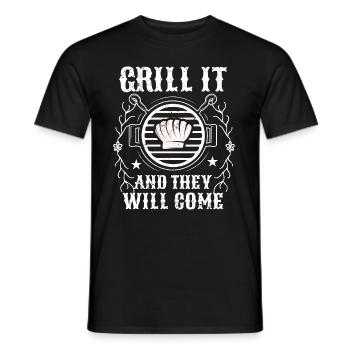 BBQ Smoker Meat Grilling Funny - Men's T-Shirt - black - Front - AI Model Male 178 light (178cm)