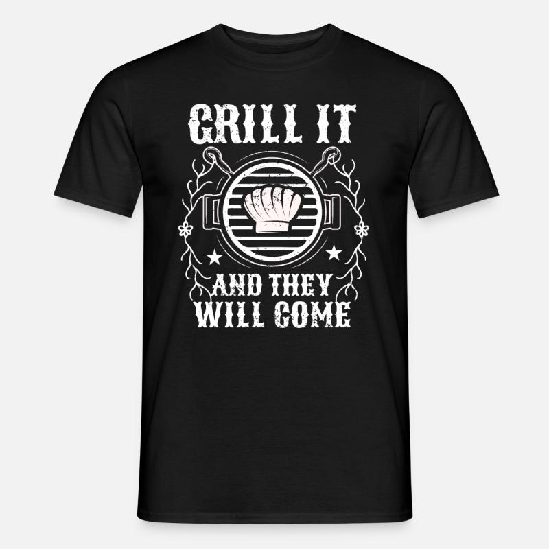 BBQ -Raucher Fleisch Grillen Lustiger - Männer T-Shirt - Schwarz