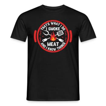 BBQ Smoker Meat Grilling Funny - Men's T-Shirt - black - Front - AI Model Male 178 light (178cm)
