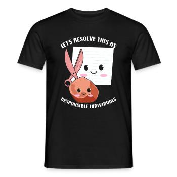 Ciseaux Papier Pierre Drôle Groupe Kawaii - T-shirt homme - noir - Devant - AI Model Male 178 light (178cm)