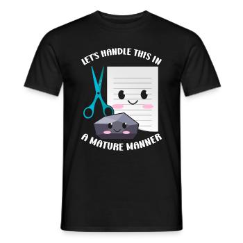 Ciseaux Papier Pierre Drôle Groupe Kawaii - T-shirt homme - noir - Devant - AI Model Male 178 light (178cm)