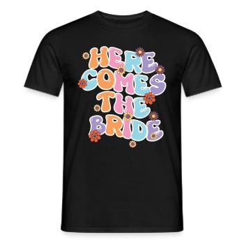 Groovy Bridal Wedding Party Bridal Flower Flowers - Men's T-Shirt - black - Front - AI Model Male 178 light (178cm)