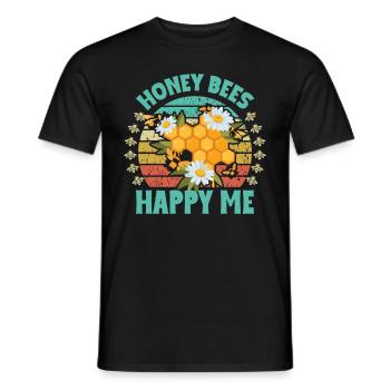 Abeille miel Webeke ruche apiculteur nid d’abeille - T-shirt homme - noir - Devant - AI Model Male 178 light (178cm)
