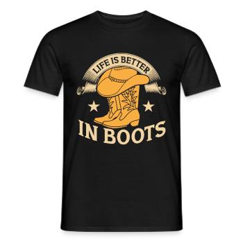 Line Dancing Groupe Line Dance Western Cowboy - Men's T-Shirt - black - Front - AI Model Male 178 light (178cm)
