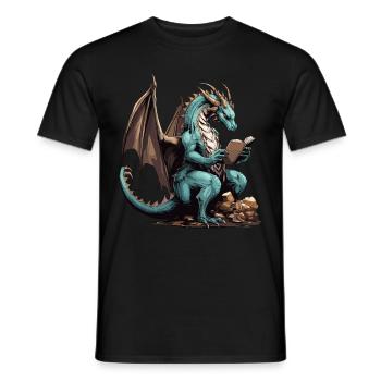 Dragons et livres Nerd Dragon Lover - T-shirt homme - noir - Devant - AI Model Male 178 light (178cm)