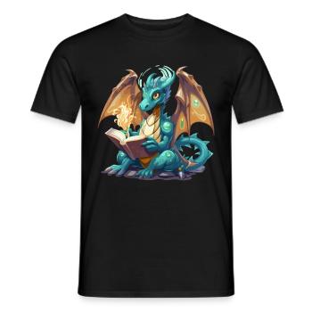 Dragons And Books Nerd Dragon Lovers - Men's T-Shirt - black - Front - AI Model Male 178 light (178cm)