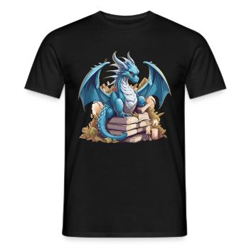 Dragons et livres Nerd Dragon Lover - T-shirt homme - noir - Devant - AI Model Male 178 light (178cm)