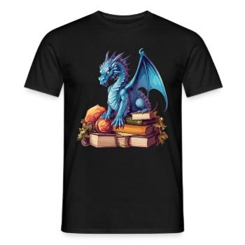 Dragons et livres Nerd Dragon Lover - T-shirt homme - noir - Devant - AI Model Male 178 light (178cm)