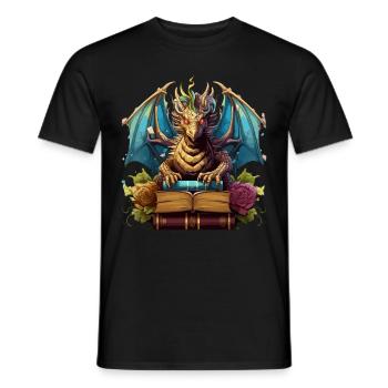 Dragons et livres Nerd Dragon Lover - T-shirt homme - noir - Devant - AI Model Male 178 light (178cm)