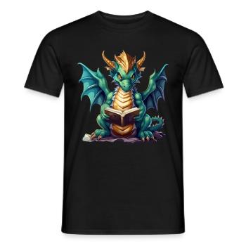Dragons Et Livres Nerd Dragon Lovers - T-shirt homme - noir - Devant - AI Model Male 178 light (178cm)