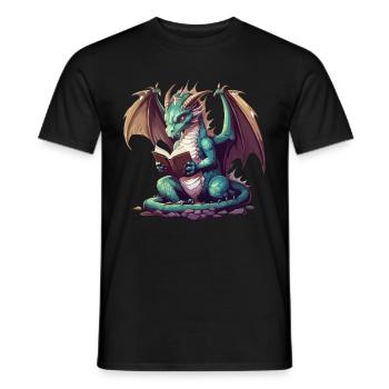 Dragons et livres Nerd Dragon Lover - T-shirt homme - noir - Devant - AI Model Male 178 light (178cm)