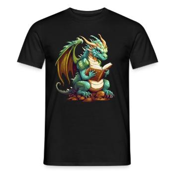 Dragons Und Bücher Nerd Dragon Liebhaber - Männer T-Shirt - Schwarz - Vorne - AI Model Male 178 light (178cm)