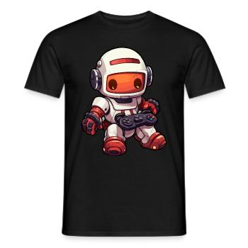 Joueur de robot mignon Robot de jeu drôle - T-shirt homme - noir - Devant - AI Model Male 178 light (178cm)