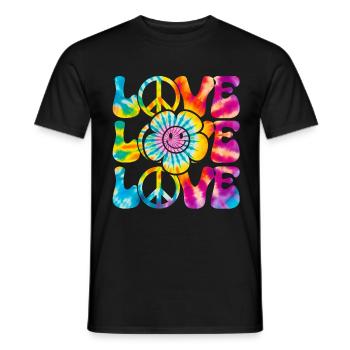 Groovy Tie Dye rétro des années 70 Hippie Vintage - T-shirt homme - noir - Devant - AI Model Male 178 light (178cm)