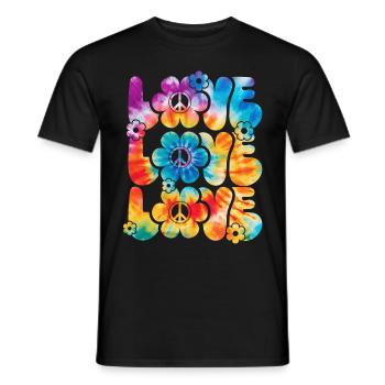 Groovy Tie Dye rétro des années 70 Hippie Vintage - T-shirt homme - noir - Devant - AI Model Male 178 light (178cm)