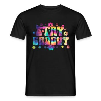 Groovy Tie Dye rétro des années 70 Hippie Vintage - T-shirt homme - noir - Devant - AI Model Male 178 light (178cm)