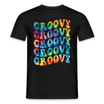 Groovy Tie Dye rétro des années 70 Hippie Vintage - T-shirt homme - noir - Devant - AI Model Male 178 light (178cm)