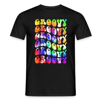 Groovy Tie Dye rétro des années 70 Hippie Vintage - T-shirt homme - noir - Devant - AI Model Male 178 light (178cm)