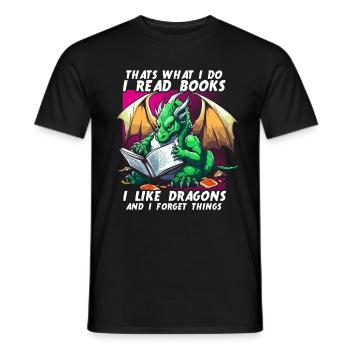 Dragons et livres Dragon Lover Bookish - T-shirt homme - noir - Devant - AI Model Male 178 light (178cm)