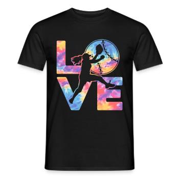 Binden Sie Dye Softball Teen Girls Softballspieler - Männer T-Shirt - Schwarz - Vorne - AI Model Male 178 light (178cm)
