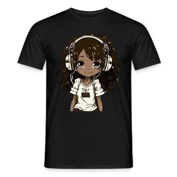 K-Pop Anime African American Kpop Music - Men's T-Shirt - black - Front - AI Model Male 178 light (178cm)