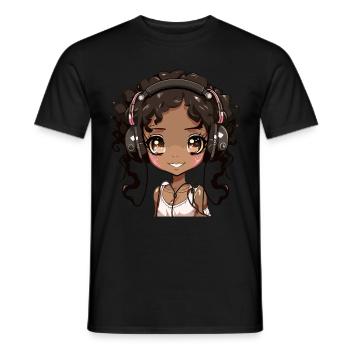 K-Pop Anime African American Kpop Music - Men's T-Shirt - black - Front - AI Model Male 178 light (178cm)