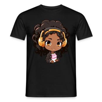 K-Pop Anime African American Kpop Music - Men's T-Shirt - black - Front - AI Model Male 178 light (178cm)