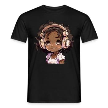 K-Pop Anime African American Kpop Music - Men's T-Shirt - black - Front - AI Model Male 178 light (178cm)