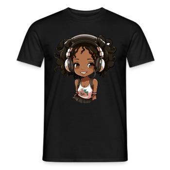 K-Pop Anime African American Kpop Music - Men's T-Shirt - black - Front - AI Model Male 178 light (178cm)