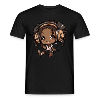 K-Pop Anime African American Kpop Music - Men's T-Shirt - black - Front - AI Model Male 178 light (178cm)