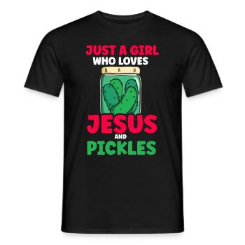 Pickles & Jesus Pickle Vegetable Growing - Men's T-Shirt - black - Front - AI Model Male 178 light (178cm)