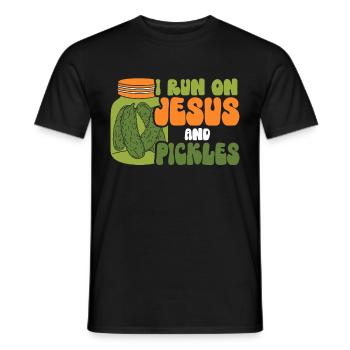 Pickles & Jesus Pickle Vegetable Growing - Men's T-Shirt - black - Front - AI Model Male 178 light (178cm)