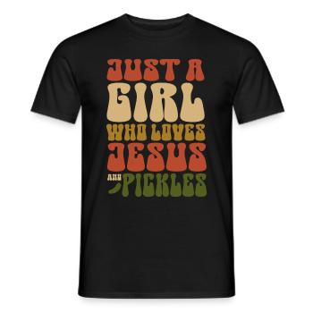 Pickles & Jesus Pickle Vegetable Growing - Men's T-Shirt - black - Front - AI Model Male 178 light (178cm)